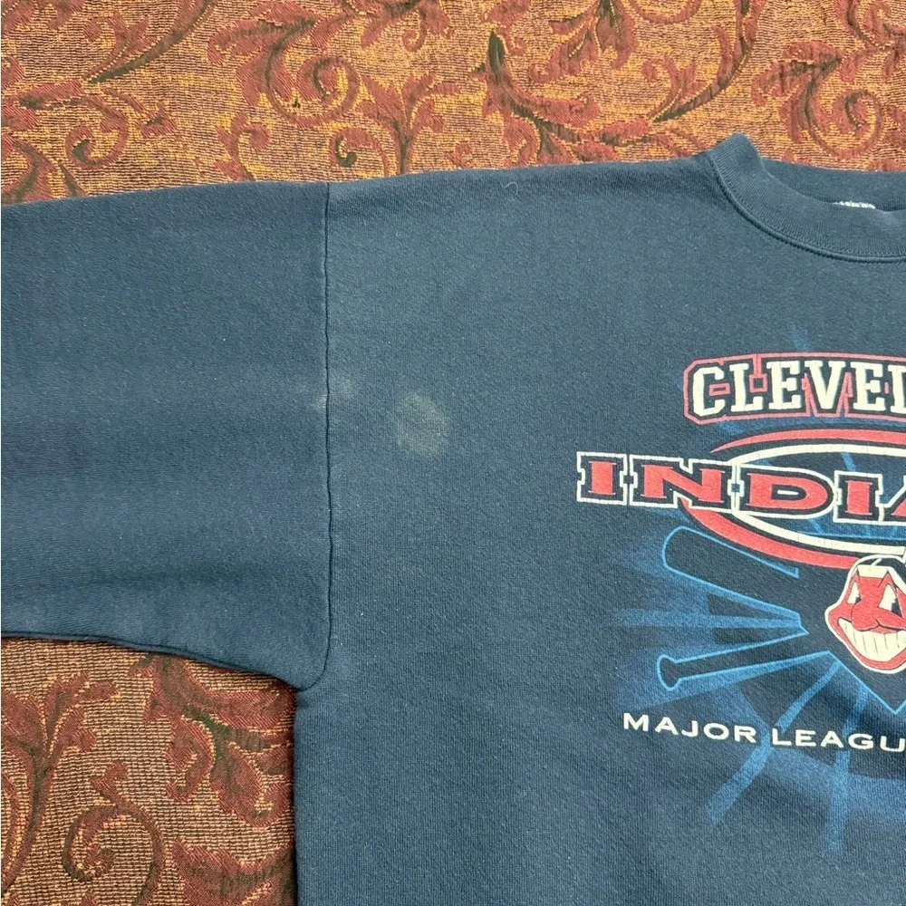 90s Logo 7 Cleveland Indians Crewneck Sweater - Picture 7 of 9